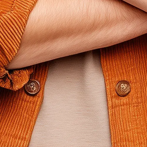 Close-up of a shirt showing an extra button (AI artifact).